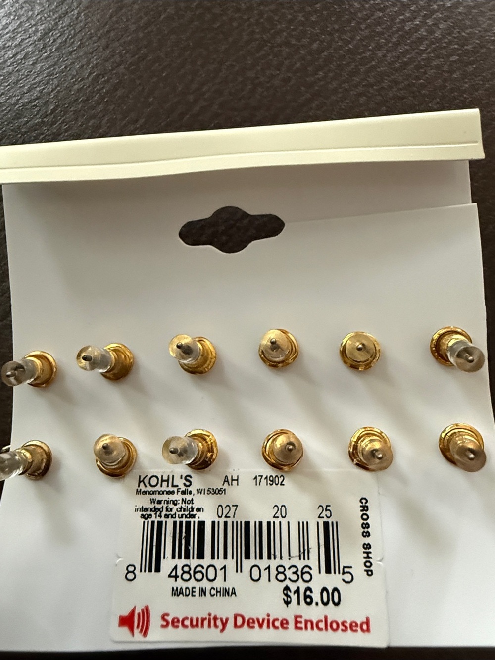 Kohl's Gold-Tone Mixed Stud and Hoop Earring Set - Gold NWT - Picture 2 of 2